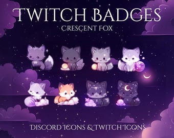 Magic Fox Twitch-märken / Mysig söt / Stjärnor Moln Måne / Pastellglöd / Animerad / Twitch-överlägg / Vtuber-ström / Magisk bedårande