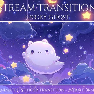 Ghost Stinger Transition | Starry Night Twitch Overlay | Cute Animated Stinger | Cozy Aesthetic for OBS, Streamers, YouTube & VTubers