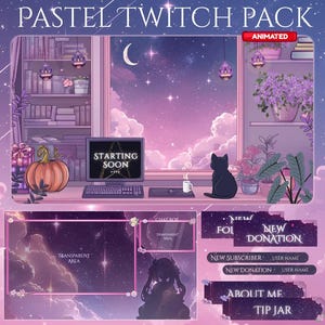 Pastel Twitch Overlay, Twitch screen | Animated Overlay Stream Package, Cat Twitch | Cute Twitch Overlay | Aesthetic | star overlay | Pink