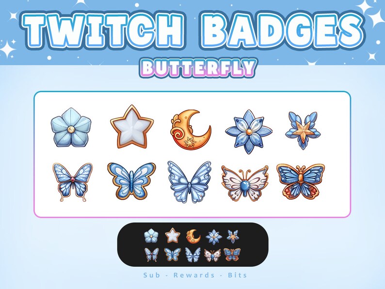 105x Twitch Badges | Sub Badges | Channel Points | Celestial Stars, Moons, Butterflies | Fantasy Aesthetic HD | Discord Icons | Twitch Icons image 8