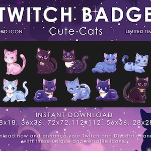 Cozy Cats Icons | Twitch Badge | Badge Crystal | Twitch badge Subs | Moon | Channel Points | Adorable | Kawaii | Sub point | Twitch Reward