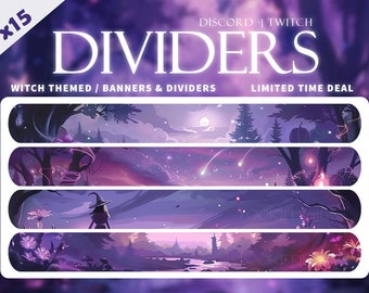 Dividers for Discord | dividers | aesthetic | cute | discord graphics | INSTANT DOWNLOAD | Witch Banners x15 Twitch Panel | Discord Divider