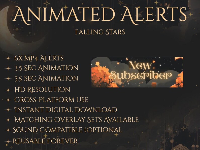 Starry Night Animated Stream Alerts MP4 Twitch Alerts Pack HD ...