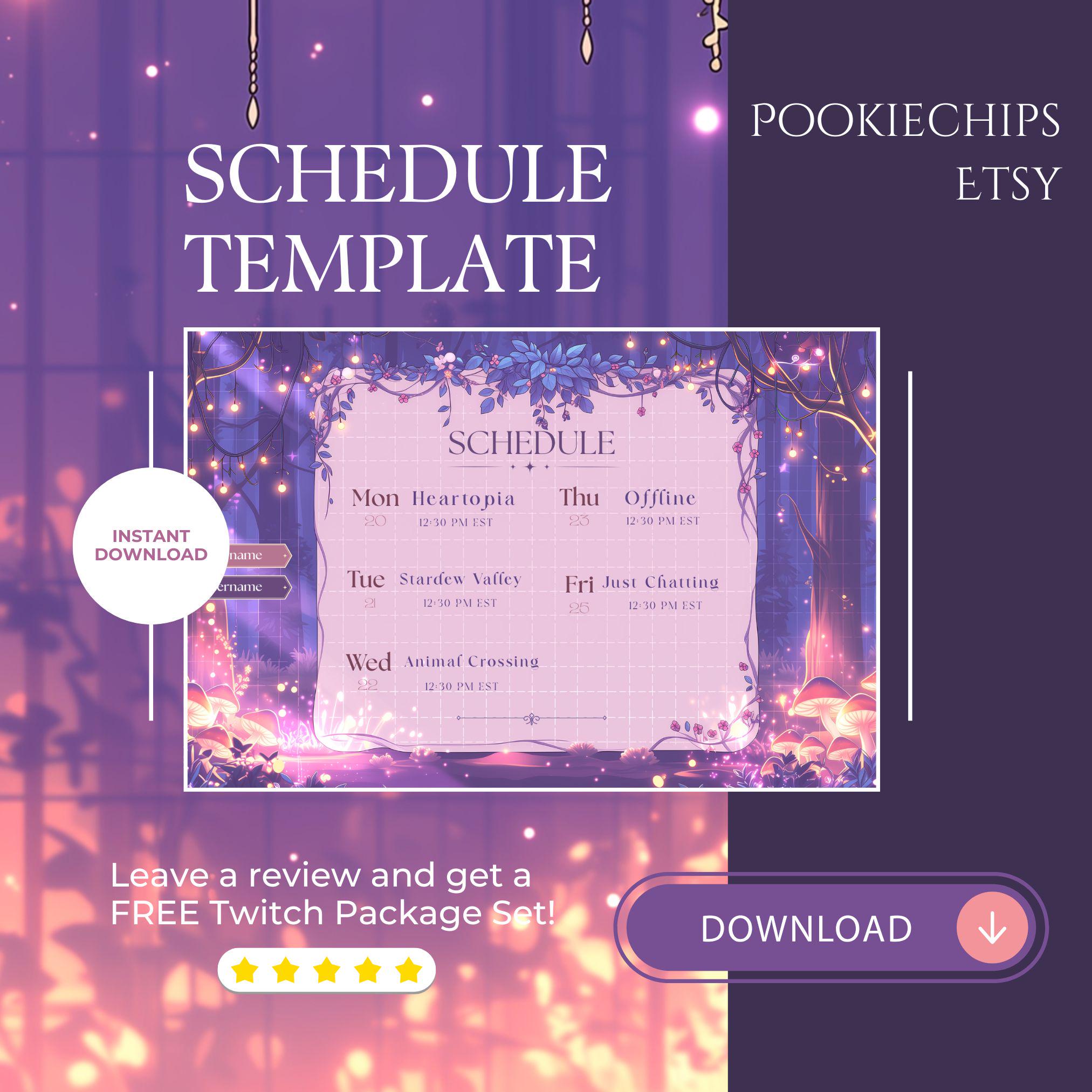Forest Glow Stream Schedule | Cozy Twitch Overlay, Floral (canva ...