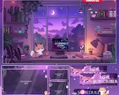 Fox Magic Night Twitch Overlay, Twitch screen | Animated Overlay Stream Package, Fox Twitch | Cute Twitch Overlay | Aesthetic | star overlay