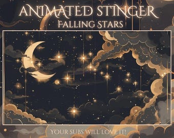 Falling Stars Stinger Transition | Golden Night Twitch Overlay | Animated Stinger | Cosmic Aesthetic for OBS, Streamers, YouTube & VTubers