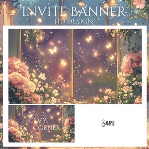Cozy Discord Server Package: Dividers, Panels, Invite & Welcome Banners with Flowers, Butterflies, Fairy, Books Icons, Pastel, Cottage core image 3