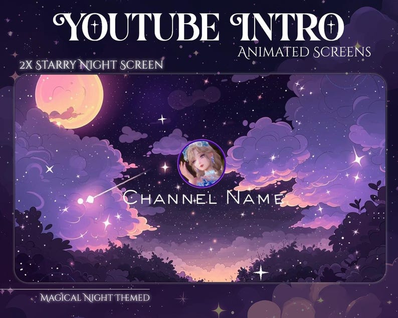 Starry Night Youtube Intro | Animated Video | Cozy | Magical | Cute ...