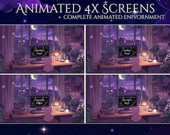 Magical Night Twitch Screen, Twitch screen | Animated Alerts | Vtuber |  Cat Twitch | Cute Twitch Alerts | Aesthetic | Animated Screens
