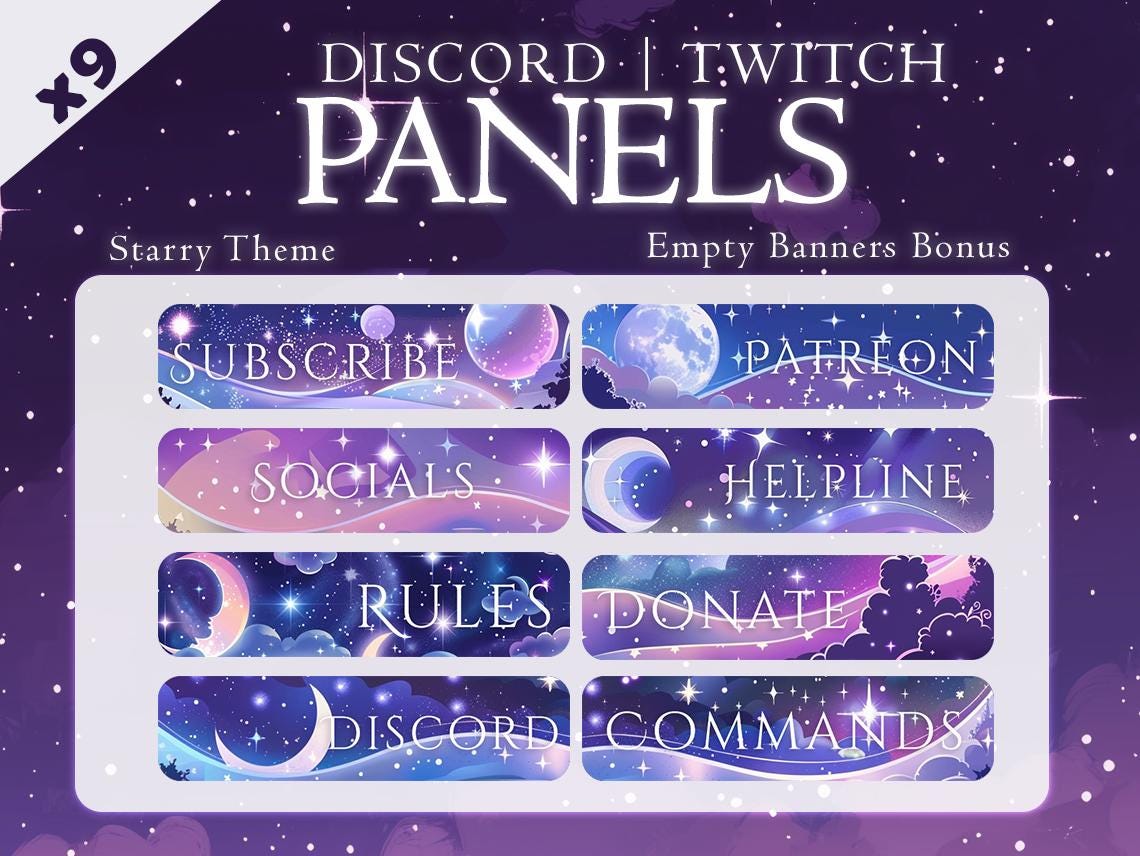 Region Roles Banner Twitch Panels | Banners | Moon | Star | Purple | Celestial | Night ...