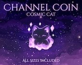 Cosmic Cat Channel Point | Galaxy | Moon | Stars | Crystal | Magical | Celestial | Black Cat | Twitch Redeem | Stream Badge | Cozy Dreamy