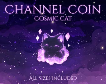 Cosmic Cat Channel Point | Galaxy | Moon | Stars | Crystal | Magical | Celestial | Black Cat | Twitch Redeem | Stream Badge | Cozy Dreamy