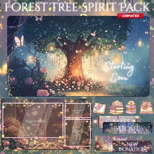 Forest Spirit Twitch Pack flower Glow / Pastel / Cute / Overlay / Books / Dreamy / Twitch screen / Twitch Overlay / Fairy | Animated Ghibli