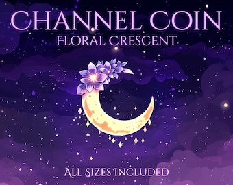 Bloemen Crescent Channel Point Cute Celestial | Maan | Sterren | Pastelkleur | Magisch | Streambadge | Kanaalpunt inwisselen | Channel Coins Witchy