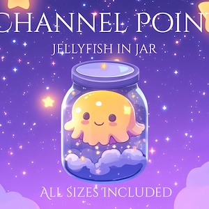 Jellyfish Jar Channel Point | Mignon | Or | Lune | Etoiles | Magie | Badge de diffusion| Échangez des points Channel | Pièces de la Manche | Poulpe | Bouteille
