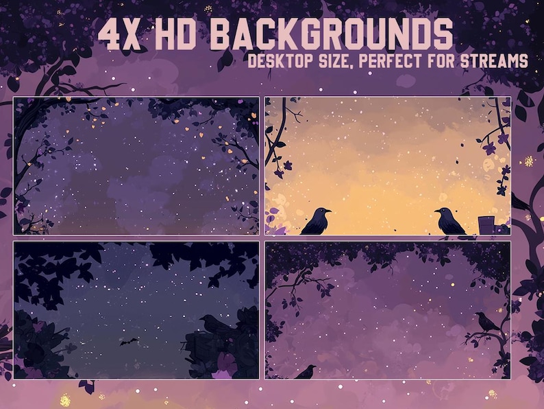 Black Raven Overlay Bundle | Dark Forest Stream Pack | Spooky Twitch ...