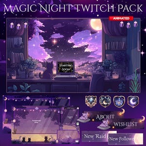 Sobreposição mágica do Twitch, tela do Twitch | Pacote de transmissão de sobreposição animada, Twitch de gato | Sobreposição fofa do Twitch | Estética | Sobreposição de estrela