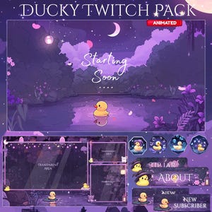 Sobreposição de Twitch de pato aconchegante, tela Twitch | Pacote de transmissão animada, Twitch de noite mágica | Sobreposição de Twitch fofa | Estética | Sobreposição de estrela