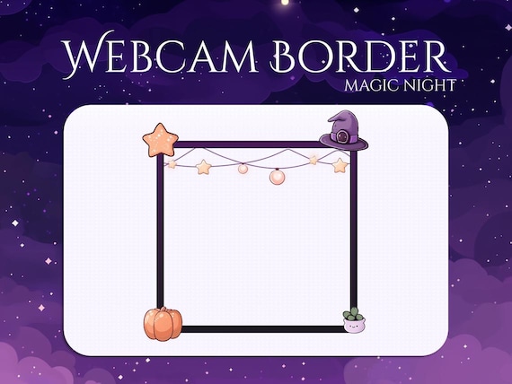 Witch Webcam Border for Twitch | Purple Stream Overlay | Magical Twitch Webcam Frame | Witchy Twitch Border for Streaming Setup | Hat | Cute