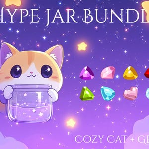 Cute Cat Animated Tip Jar for StreamElements & Streamlabs – Kawaii Hype Jar Widget with Gems – Twitch Tip Jar Overlay – Stream OBS Widget