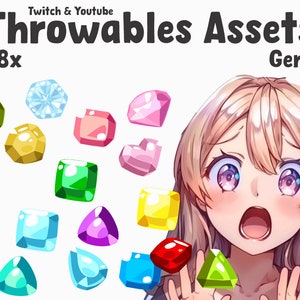 Throwable Cute gems | Transparent | Kawaii | 2D Digital Assets | Digital Download | Stream Decoration | Twitch asset | Vtuber | throwable