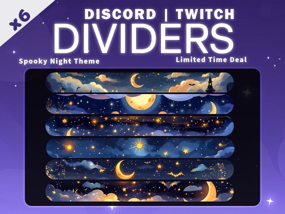 Discord Dividers | Twitch Panel  | Spooky | Purple | cute | discord banners | Halloween | witch | black | Spooky Dividers | Moon | Clouds