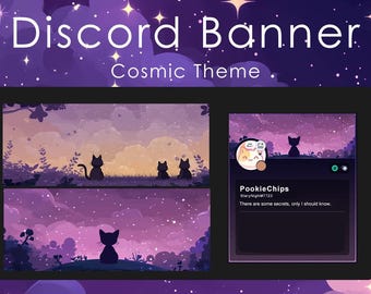 Discord Banner | Profile Banner | Stars & Moons Theme | Galaxy | Cat | Cute and Starry | Cosmic Banners for Discord | Cute Cat | Sky | Moon