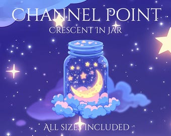 Jarra de media luna Punto de canal / Lindo / Dorado / Luna / Estrellas / Mágico / Insignia de transmisión / Canje de puntos de canal / Monedas de canal / Amor / Botella