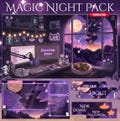 Lofi Cozy Room Twitch Overlay, Cat Stream Package, Starry Night Screens, Animated Overlay, Cute Aesthetic VTuber Setup product logo