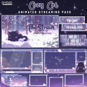 Winter Cat Stream Package / Snow / Kitten / Forest / Cozy / Overlay / Cats / Twitch screen / Twitch Overlay / animated | Cute / Alerts