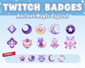 Moon cat Twitch badge | Badge Crystal | Twitch badge | cat twitch badge | Discord emote | Discord icon | Moon Badge|Sub point |Twitch Reward
