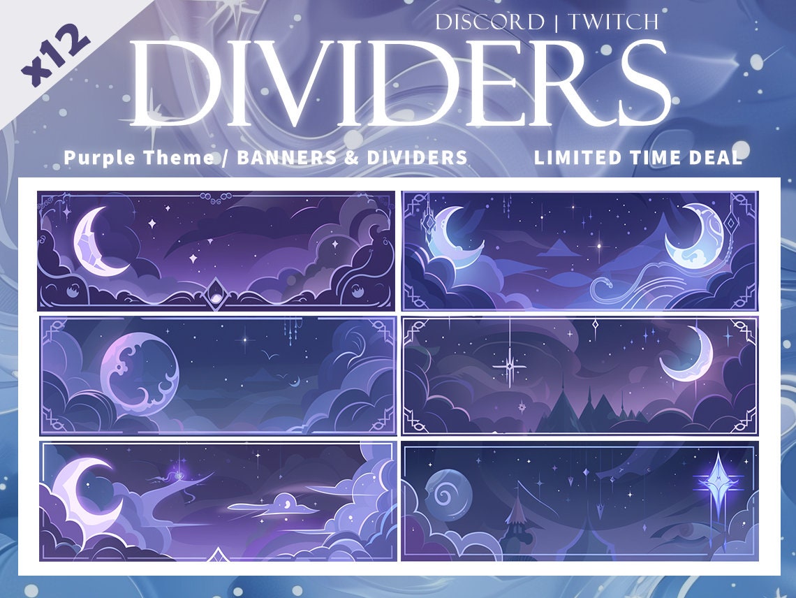 Rank Roles Banner Discord Dividers | Banners | Purple | Moon | Stars | Dark | Night ...