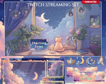 Ghibli Stream Set Cozy Cat Twitch Panel Twitch Screens