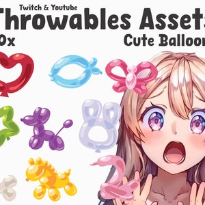 Throwable Cute balloons| Transparent | Kawaii | 2D Digital Assets | Digital Download | Stream Decoration | Twitch asset | Vtuber | throwable