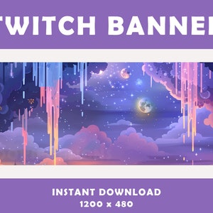 Twitch Banner | Twitch Background | Fantasy Banner | Moon | Stars | Cozy | Discord Banner | Cute | Aesthetic