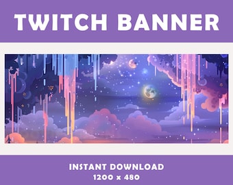 Twitch Banner | Twitch Background | Fantasy Banner | Moon | Stars | Cozy | Discord Banner | Cute | Aesthetic