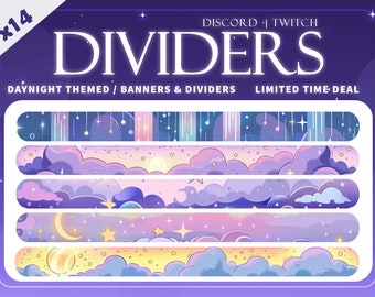 Dividers for Discord | dividers | aesthetic | cute | discord graphics | INSTANT DOWNLOAD | DayNight Banners x14 Twitch Panel | Twitch Banner