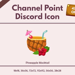 May include: A pineapple mocktail icon with a pink umbrella, a red cherry, and a blue straw. The pineapple is brown and yellow with a green leaf. The background is white with a brown border.