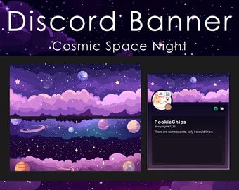 Bannière Discord | Thème Nuit de l'espace cosmique | Esthétique galaxie et planète | Nuages de nuit étoilée | Bannières de serveur de profil Discord personnalisées