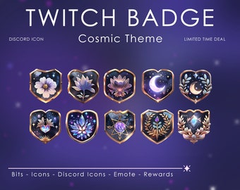 Twitch Badge | Cosmic Badge | Badge Crystal | Twitch badge Subs | Moon | Channel Points | Star | Sub point | Twitch Reward | Discord Icon