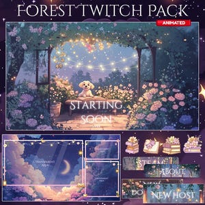 Dog Stream Package / Forest / Spring / Pastel / Cute / Overlay / puppy / Dreamy / Twitch screen / Twitch Overlay / Fairy | Cozy | Ghibli