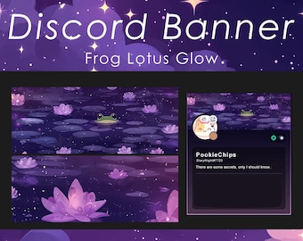 Discord Groda Banner | Profilbanner | Rosa Blomma | Hav | Groda | Lotus | Kosmiska Banderoller för Discord | Söt Groda | Damm | Discord Banderoller