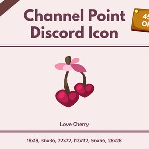 Love Cherry Icon | Discord Icon | Twitch Channel Point | Badge | Token | Bits | Youtube | Red | Japanese | Badges | Rewards | Coin