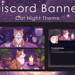 Discord-banner | Profilbanner | Häxa | Måntema | Galax | Månsken | Söt och stjärnklar | Kattbanners för Discord | Katt | Måne bild 1