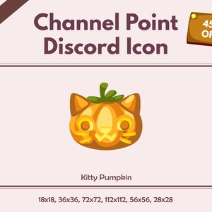 Kitty Pumpkin Icon | Discord Icon | Twitch Channel Point | Badge | Token | Bits | Youtube | Spooky | Halloween | Badges | Rewards | Coin