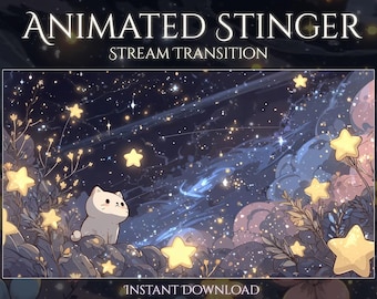 Cozy Cat Stinger Transition | Moon Twitch Overlay | Cute Animated Stinger | Cozy Aesthetic for OBS, Streamers, YouTube & VTubers | Kittens