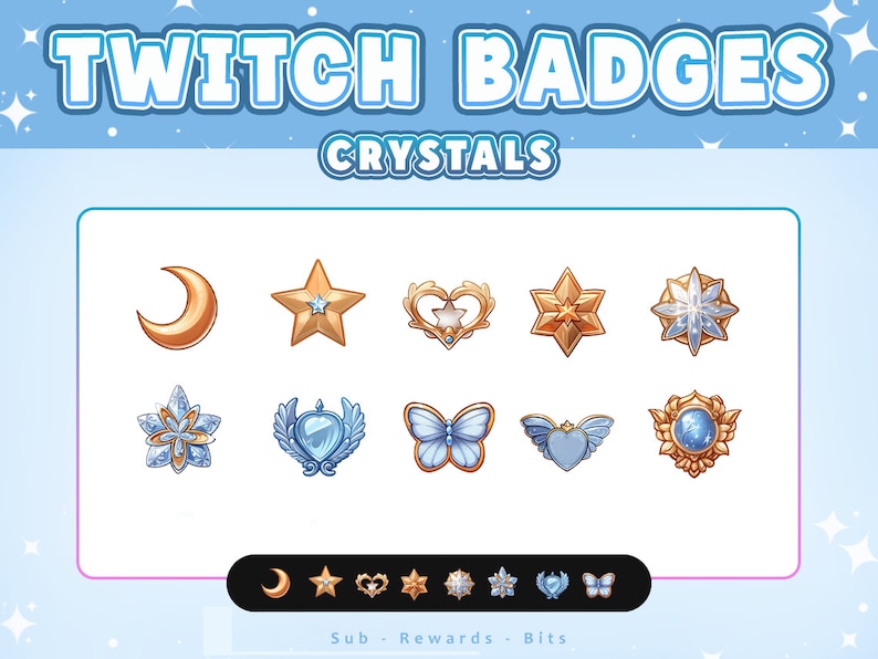 105x Twitch Badges | Sub Badges | Channel Points | Celestial Stars, Moons, Butterflies | Fantasy Aesthetic HD | Discord Icons | Twitch Icons image 6