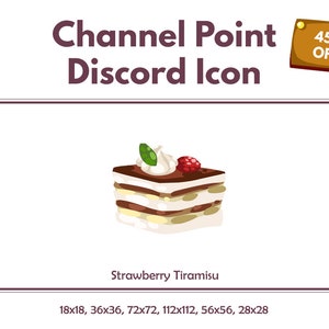 Tiramisu Icon | Discord Icon | Twitch Channel Point | Badge | Token | Bits | Youtube | Cute | Strawberry | Badges | Rewards | Desert | Coin