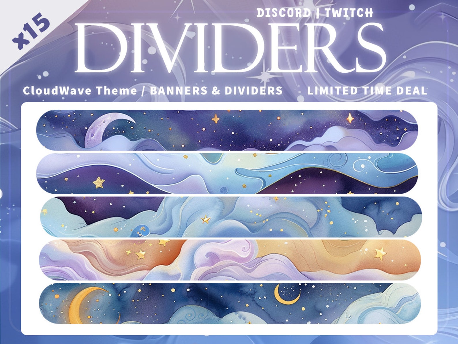 Rank Roles Banner Discord Dividers | Banners | Cloud | Star | Pastel | Celestial | Night ...