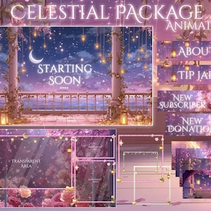Celestial Twitch Pack / Spring / Pastel / Cute / Roses / Magical / Dreamy / Twitch screen / Twitch Overlay / Fairy | Animated | Palace